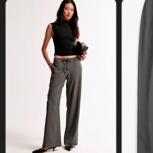 Abercrombie Women’s Menswear Pull on Pant Gray Stripe Wide Leg Pants Short